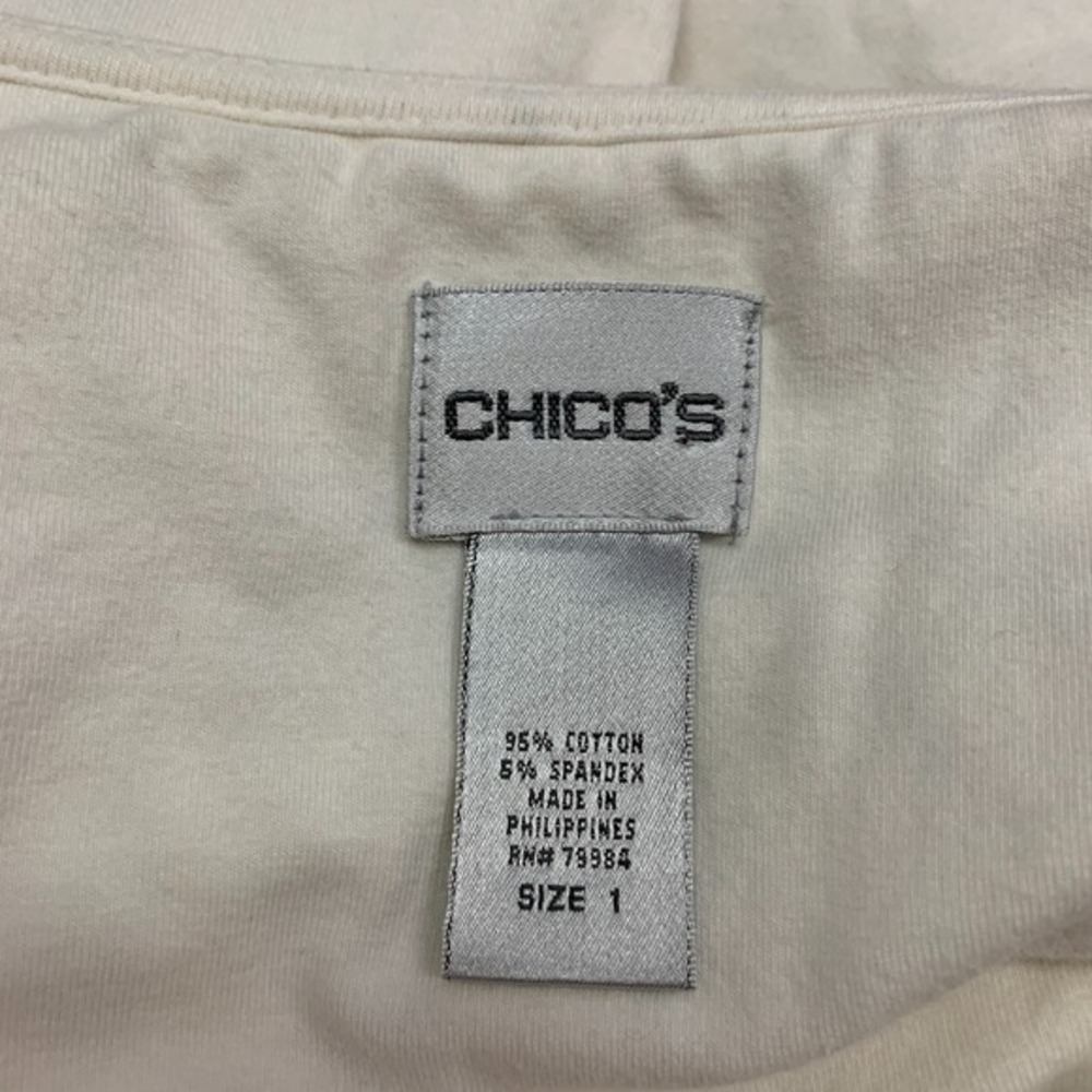 Chico's White Blouse with Gold and Brown Botanical Print - Picture 5 of 8
